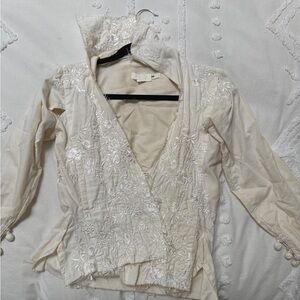 Sarah Mclachlan VintageComme des Garçons Cream Embroidered Top